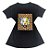 Camiseta Feminina T-Shirt Luxo Preta com Acessórios Estampa Onça Rainha Laranja - Imagem 1