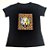 Camiseta Feminina T-Shirt Luxo Preta com Acessórios Estampa Onça Rainha Laranja - Imagem 3