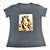 Camiseta Feminina T-Shirt Luxo Cinza Escuro com Acessórios Estampa Princesa - Imagem 2