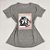 Camiseta Feminina T-Shirt Luxo Cinza Mescla com Acessórios Estampa Bolsa Gatinho - Imagem 3