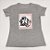 Camiseta Feminina T-Shirt Luxo Cinza Mescla com Acessórios Estampa Bolsa Gatinho - Imagem 1