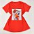 Camiseta Feminina T-Shirt Luxo Laranja com Acessórios Estampa Mulher com Cachorro - Imagem 1
