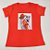 Camiseta Feminina T-Shirt Luxo Laranja com Acessórios Estampa Mulher com Cachorro - Imagem 3
