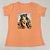 Camiseta Feminina T-Shirt Luxo Laranja Claro Coral com Acessórios Estampa Princesa - Imagem 3
