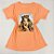 Camiseta Feminina T-Shirt Luxo Laranja Claro Coral com Acessórios Estampa Princesa - Imagem 1