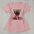 Camiseta Feminina T-Shirt Luxo Rosa Claro Bebê com Acessórios Estampa Cachorrinha Rosa - Imagem 1