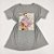 Camiseta Feminina T-Shirt Cinza Mescla com Acessórios Estampa Bolsa Rosa Cinza - Imagem 3
