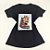 Camiseta Feminina T-Shirt Preta com Acessórios Estampa Cachorro na Bota - Imagem 1