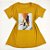 Camiseta Feminina T-Shirt Mostarda com Acessórios Estampa Tênis Onça - Imagem 1