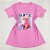 Camiseta Feminina T-Shirt Rosa Chiclete com Acessórios Estampa Gatinho Rosa - Imagem 1