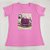 Camiseta Feminina T-Shirt Rosa Chiclete com Acessórios Estampa Bolsa Roxa - Imagem 1