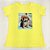 Camiseta Feminina T-Shirt Amarelo Bebê com Acessórios Estampa Gatinho Chapéu - Imagem 2
