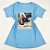 Camiseta Feminina T-Shirt Azul Claro com Acessórios Estampa Scarpin e Bolsa - Imagem 1