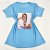 Camiseta Feminina T-Shirt Azul Claro com Acessórios Estampa Trança Loira - Imagem 1