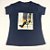 Camiseta Feminina T-Shirt Azul Marinho com Strass Estampa Scarpin Preto - Imagem 2