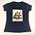 Camiseta Feminina T-Shirt Azul Marinho com Strass Estampa Cachorro na Caixa - Imagem 2