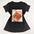 Camiseta Feminina T-Shirt Preta com Strass Estampa Bolsa Laranja com Laço - Imagem 1
