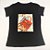 Camiseta Feminina T-Shirt Preta com Strass Estampa Bolsa Laranja com Laço - Imagem 2