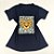 Camiseta Feminina T-Shirt Azul Marinho com Strass Estampa Onça Zebra - Imagem 1