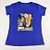 Camiseta Feminina T-Shirt Azul Royal com Strass Estampa Tênis Laranja - Imagem 2