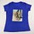 Camiseta Feminina T-Shirt Azul Royal com Strass Estampa Tênis Star Onça - Imagem 2