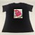 Camiseta Feminina T-Shirt Preto com Strass Estampa Bolsa Rosa - Imagem 2