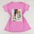 Camiseta Feminina T-Shirt Rosa Chiclete com Strass Estampa Tênis Star Onça - Imagem 1