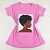 Camiseta Feminina T-Shirt Rosa Chiclete com Strass Estampa Mulher com Óculos - Imagem 3