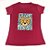 Camiseta Feminina T-Shirt Marsala com Strass Estampa Onça Zebra - Imagem 1