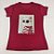 Camiseta Feminina T-Shirt Marsala com Strass Estampa Gato de Óculos - Imagem 2