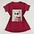 Camiseta Feminina T-Shirt Marsala com Strass Estampa Gato de Óculos - Imagem 1