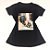 Camiseta Feminina T-Shirt Preta com Strass Estampa Salto e Bolsa - Imagem 1