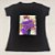 Camiseta Feminina T-Shirt Preta com Strass Estampa Bolsa Roxa - Imagem 1