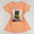 Camiseta Feminina T-Shirt Coral Laranja Claro com Strass Estampa Gato de Óculos - Imagem 1
