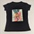 Camiseta Feminina T-Shirt Preta com Strass Estampa Tênis Rosa - Imagem 4