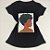 Camiseta Feminina T-Shirt Preta com Strass Estampa Mulher Acessório Rosa - Imagem 1