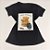 Camiseta Feminina T-Shirt Preta com Strass Estampa Ursinho Good Morning Café - Imagem 1