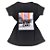 Camiseta Feminina T-Shirt Preta com Strass Estampa Sandália Laço Preto - Imagem 1