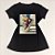 Camiseta Feminina T-Shirt Preta com Strass Estampa Tênis Fashion Marsala - Imagem 1