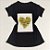 Camiseta Feminina T-Shirt Preta com Strass Estampa Coração Dourado Luz Paz Alegria - Imagem 1