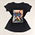 Camiseta Feminina T-Shirt Preta com Strass Estampa Look Mulher Jeans Scarpin Onça - Imagem 1