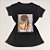 Camiseta Feminina T-Shirt Preta com Strass Estampa Mulher Penteado Brinco Pérola - Imagem 1
