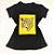 Camiseta Feminina T-Shirt Preta com Strass Estampa Onça Amarela - Imagem 1