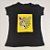 Camiseta Feminina T-Shirt Preta com Strass Estampa Onça Amarela - Imagem 4