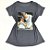Camiseta Feminina T-Shirt Cinza Escuro com Strass Estampa Tênis Branco - Imagem 1