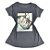 Camiseta Feminina T-Shirt Cinza Escuro com Strass Estampa Bolsa Bege Lenço - Imagem 1