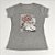 Camiseta Feminina T-Shirt Cinza Mescla com Strass Estampa Look Luxo Rose - Imagem 4