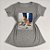Camiseta Feminina T-Shirt Cinza Mescla com Strass Estampa Sandália Flatform Branca - Imagem 1