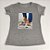 Camiseta Feminina T-Shirt Cinza Mescla com Strass Estampa Sandália Flatform Branca - Imagem 4