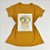 Camiseta Feminina T-Shirt Mostarda com Strass Estampa Olho Grego Dourado - Imagem 1